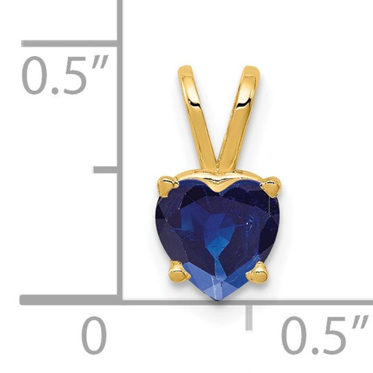 14K Yellow Gold Natural Sapphire Heart Pendant