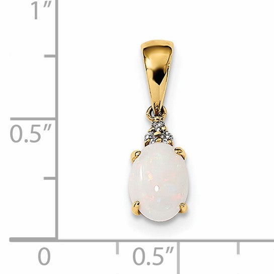 14K Yellow Gold Natural Diamond & Natural Opal Pendant