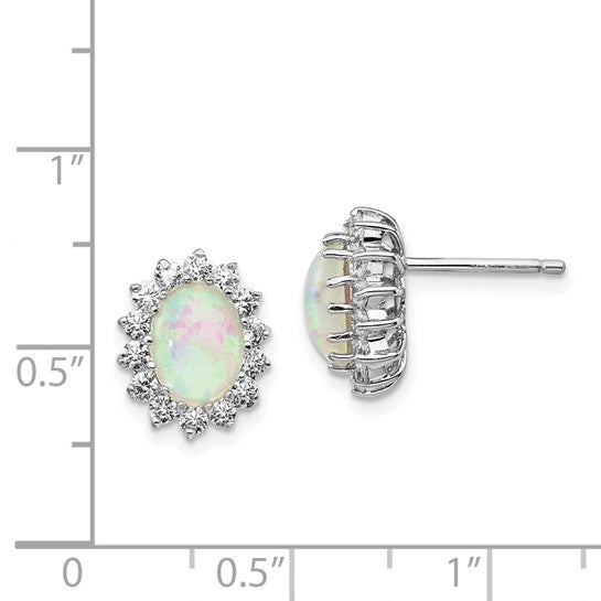 Sterling Silver Lab Created Opal cz Star Halo Earrings