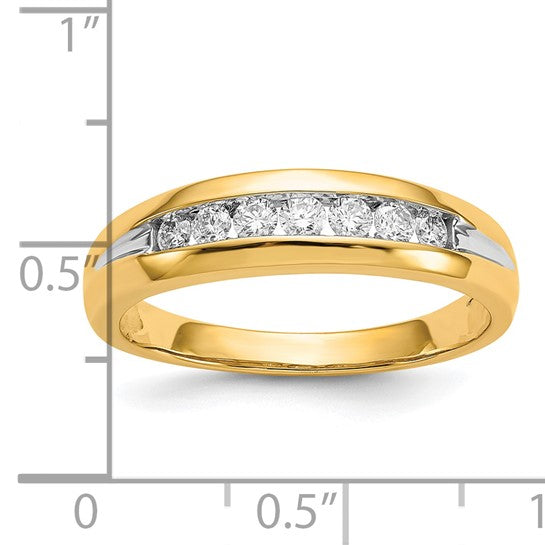 10K Yellow Gold 1/3 Carat 7 Stone Men's Wedding Band Ring