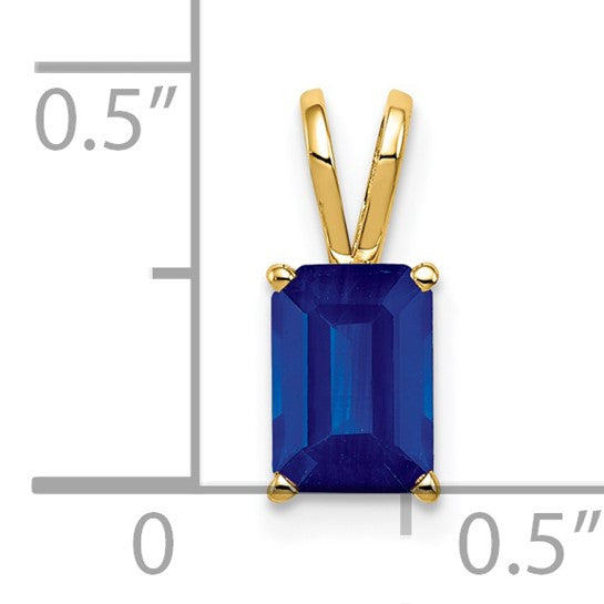 14K Yellow Gold Natural Square Sapphire Pendant
