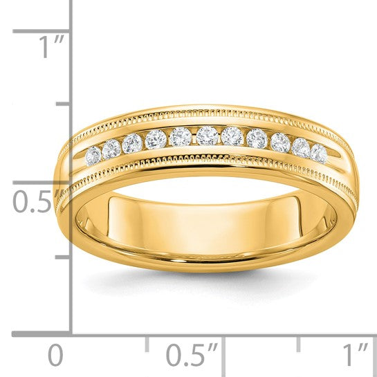10K Yellow Gold 11 Stone 1/4 Carat Diamond Men's Wedding Band