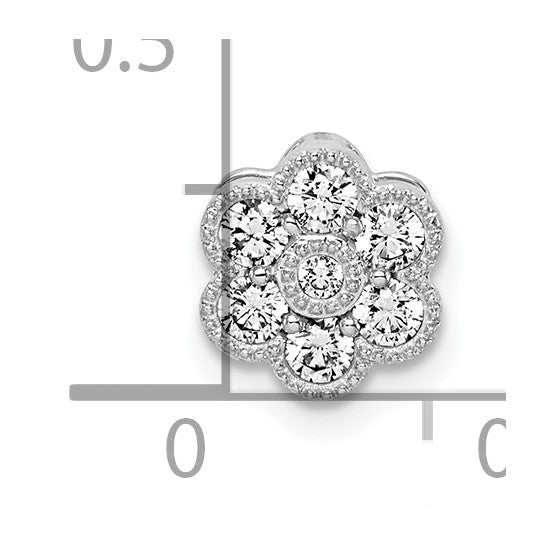 14K White Gold 1/4 Carat Diamond Flower Chain Slide