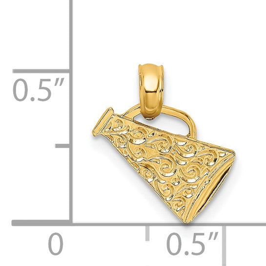 10k/14k White Gold Yellow Gold Cheerleading Engraved Megaphone Pendant