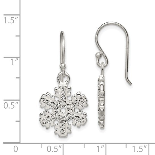 White Gold Filled Sterling Silver Crystal Accent Snowflake Earrings