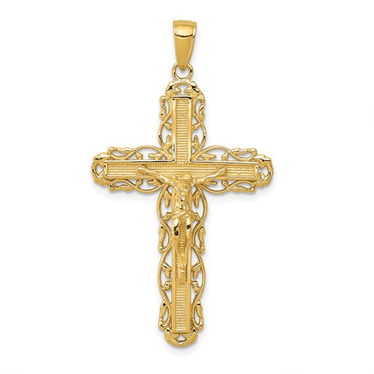 10k/14k Gold Ribbon Cross Pendant