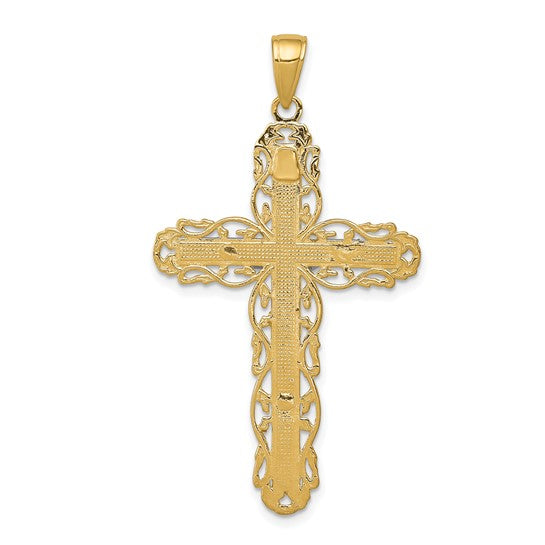 10k/14k Gold Ribbon Cross Pendant