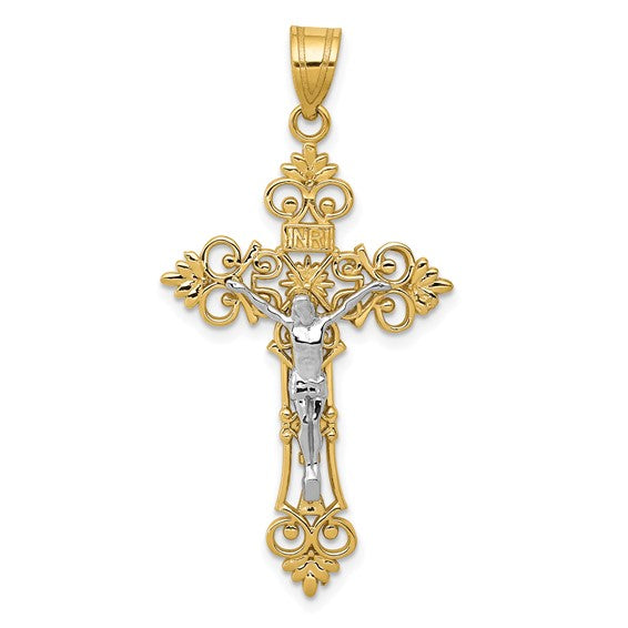 Two Tone Crucifix 10k/14k Gold Pendant