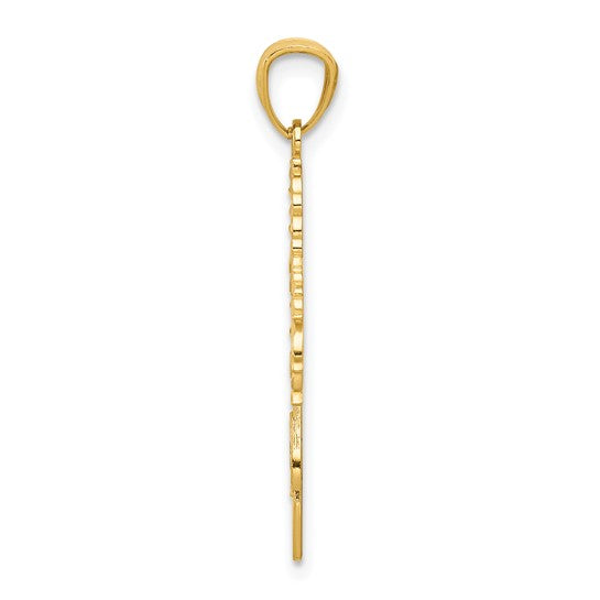 14K Yellow Gold Cheerleader Pom Pom Jumping Pendant
