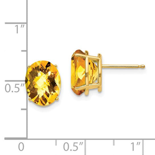 14K Yellow/White Gold 2.5 Carat Oval Natural Citrine Earrings