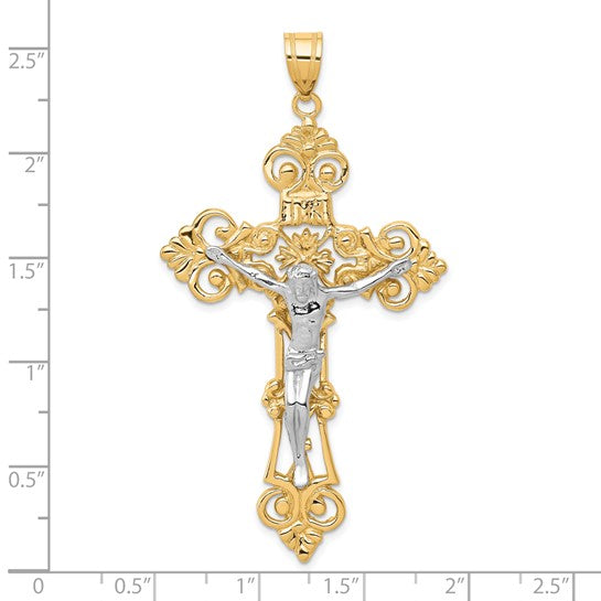 Two Tone Crucifix 10k/14k Gold Pendant