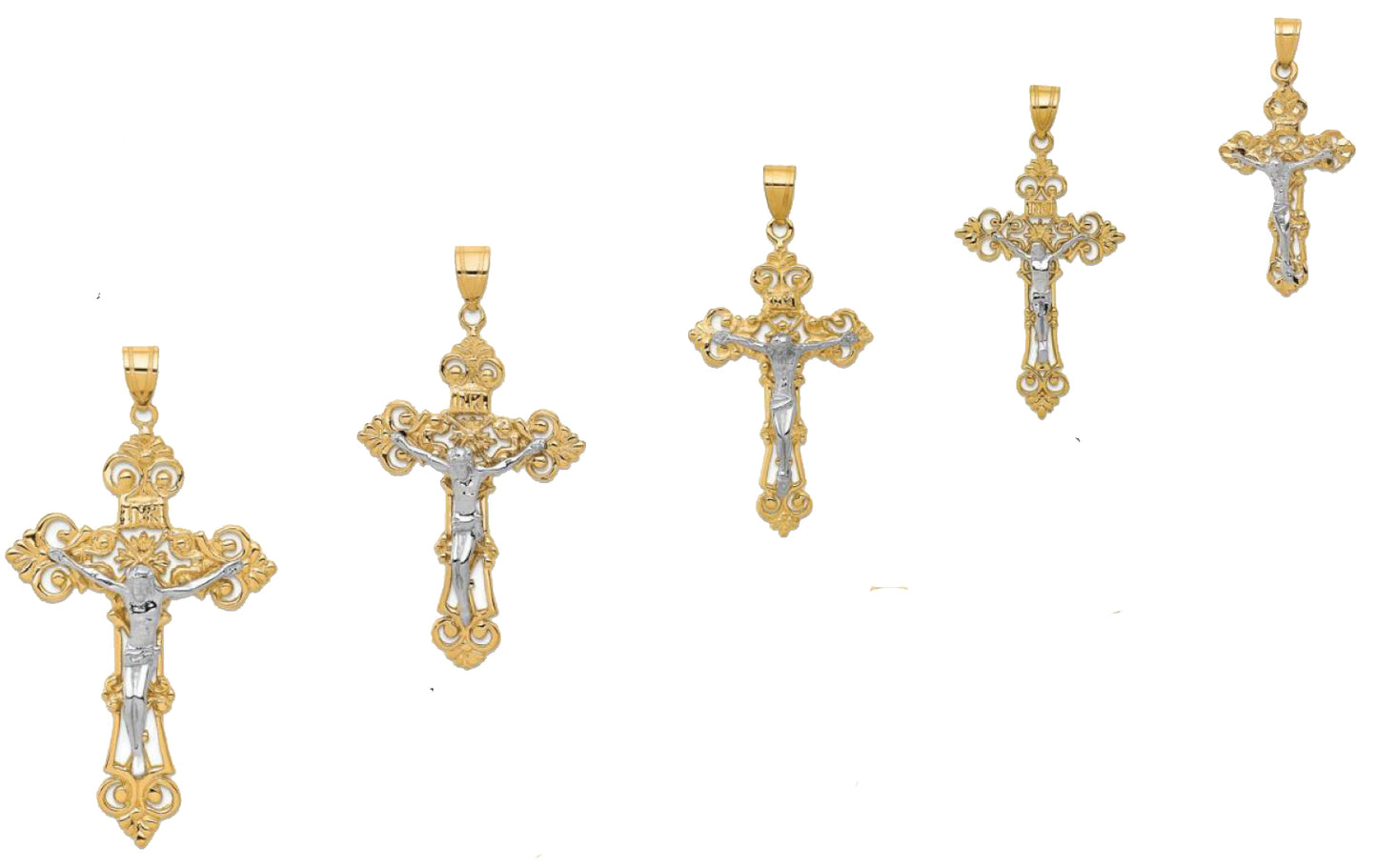 Two Tone Crucifix 10k/14k Gold Pendant