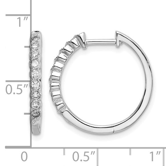 14K White Gold 1/4 Carat Diamond Hoop Earrings