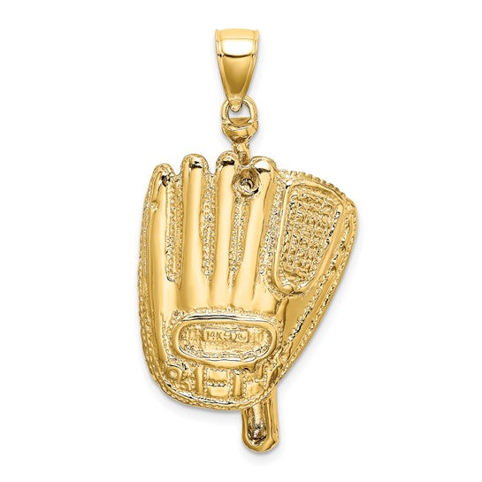 14K Yellow Gold Large Baseball Glove Pendant