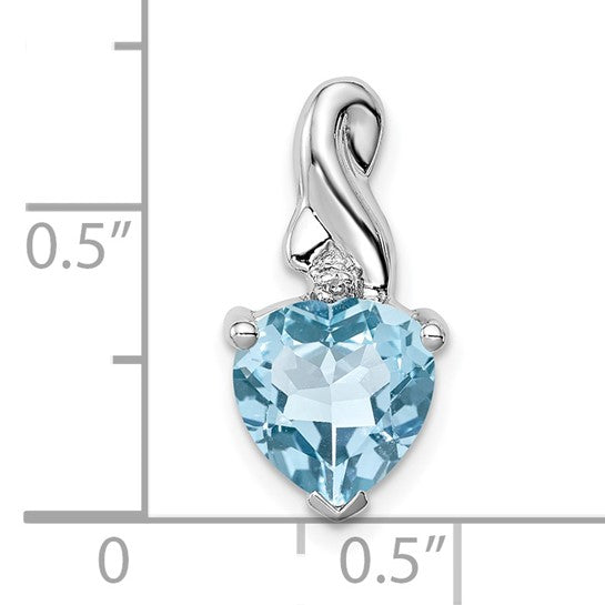 White Gold Filled Sterling Silver 2 Carat Heart Blue Topaz Pendant