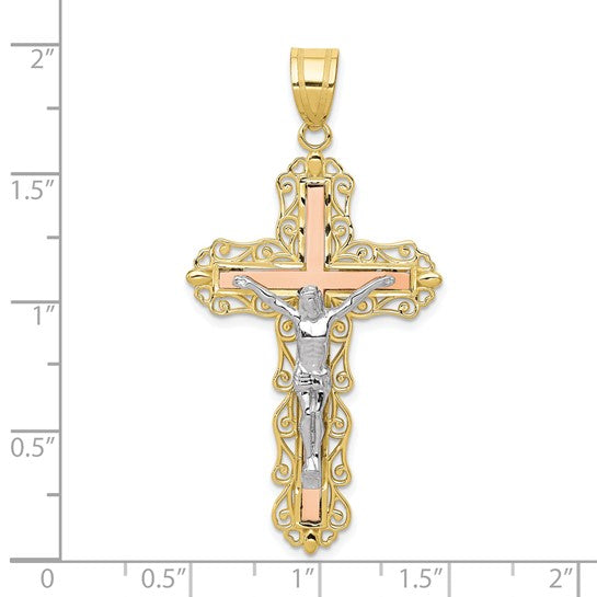 Tri Color Large Gold Crucifix