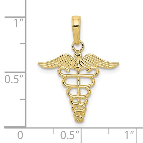 10K White/Yellow Gold Medical Caduceus Pendant