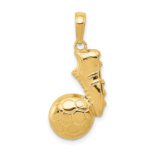 10K/14K Yellow Gold Soccer Cleat & Ball Pendant