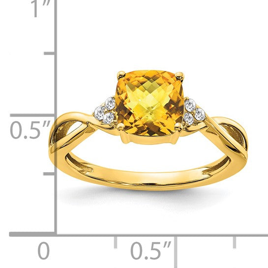10K/14K Yellow/White Gold 1.75 Carat Cushion Cut Natural Citrine Ring