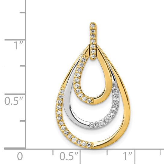 10K/14K Two Tone Gold Triple Tear Drop 1/4 Carat Diamond Pendant