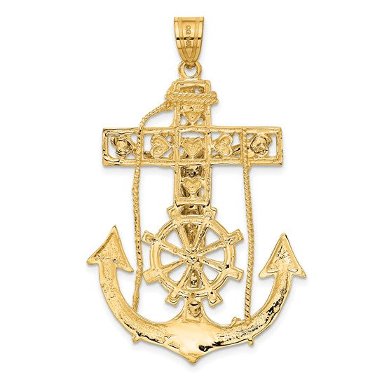 10K/14K Large Jesus Anchor Two Tone Gold