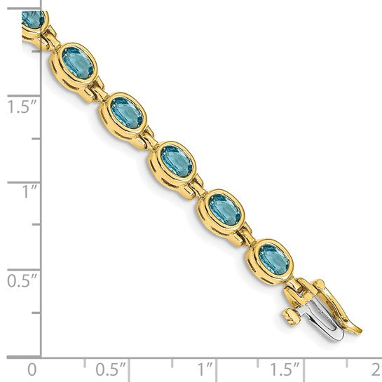 14K Yellow Gold Swiss Blue Topaz Bezel Bracelet