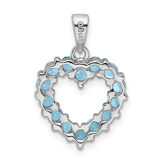 White Gold Filled Sterling Silver Natural Blue Topaz Heart Pendant