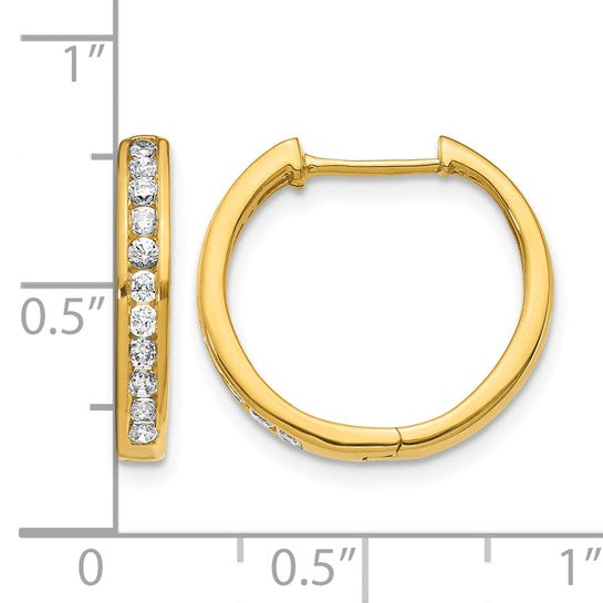 14K Yellow Gold 1/2 Carat Bezel Diamond Hoop Earrings