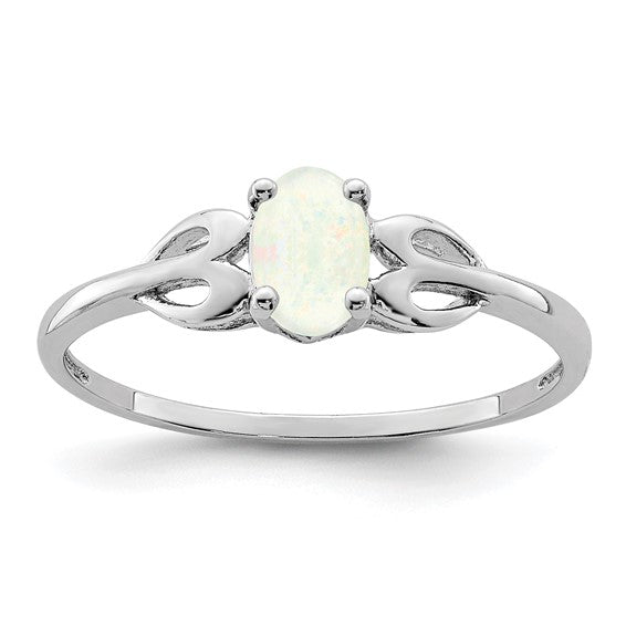 Sterling Silver October Birthstone Lab Created Opal Ring