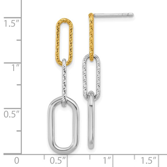 Gold Filled Two Tone Paperclip Dangle Earrings