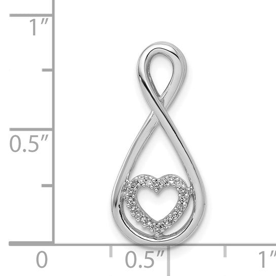 White Gold Filled Sterling Silver Heart Chain Slide