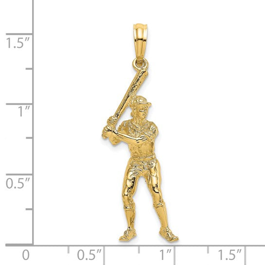 14K Yellow Gold Baseball Player Pendant
