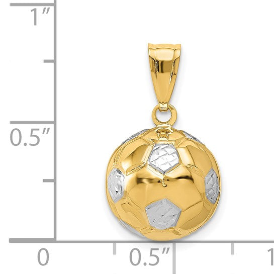 14K 3D Yellow Gold White Gold Two Toned Soccer Ball Pendant