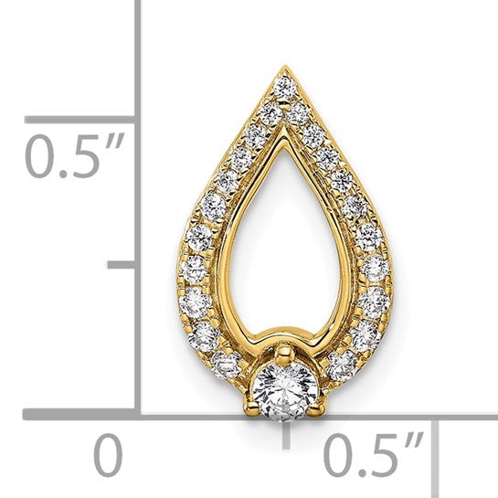 14K Yellow Gold 1/4 Carat Diamond Teardrop Center Stone Pendant