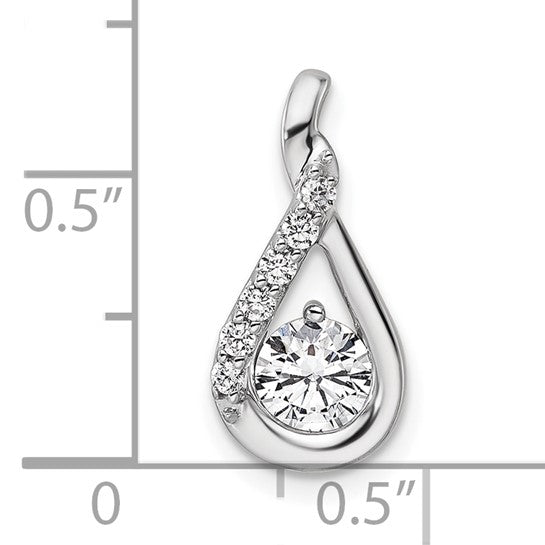 14K White Gold 5/8 Carat Diamond Tear Drop Twist Pendant