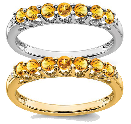 10K/14K White/Yellow Gold Natural Citrine Band Ring