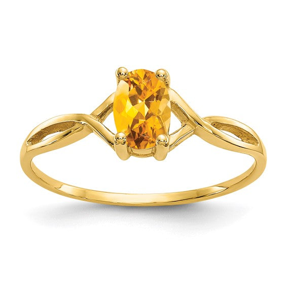 10K/14K White/Yellow Gold Oval Natural Citrine Cut Out Ring