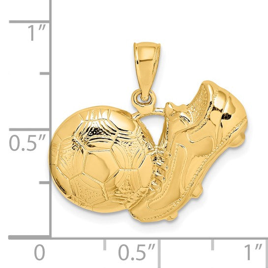 14K Yellow Gold Soccer Player Cleat Pendant