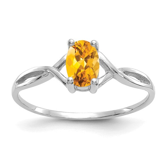 10K/14K White/Yellow Gold Oval Natural Citrine Cut Out Ring