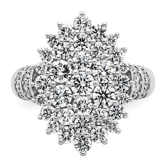 14K White Gold 2 5/8 Lab Grown Diamond Cluster Cocktail Ring