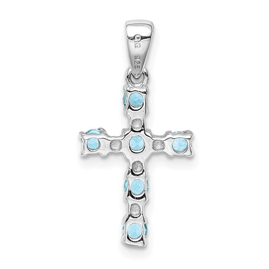 White Gold Filled Blue Topaz Diamond Accent Cross
