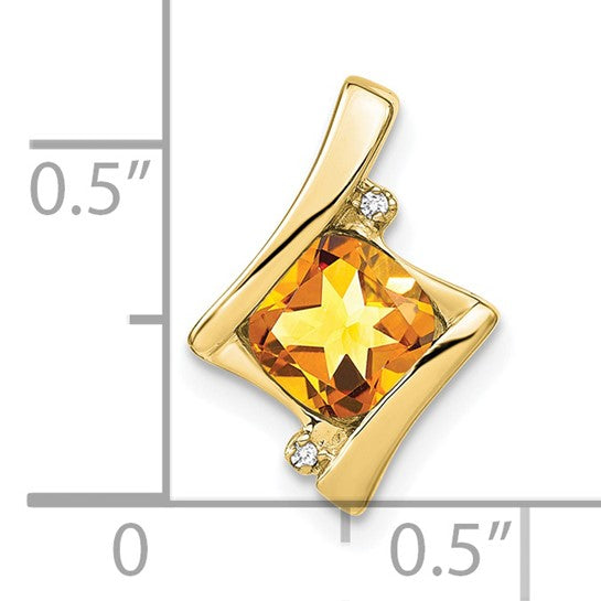 10K/14K Yellow/White Gold 1.25 Carat Natural Citrine & Diamond Chain Slide Pendant