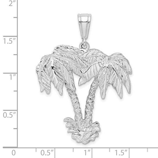 Sterling Silver Rhodium Plated Large Palm Tree Pendant