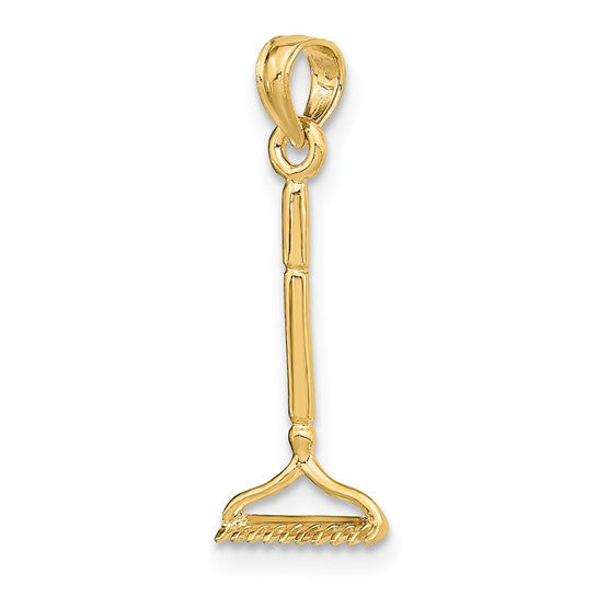 10K Yellow Gold Landscaping Iron Rake Pendant