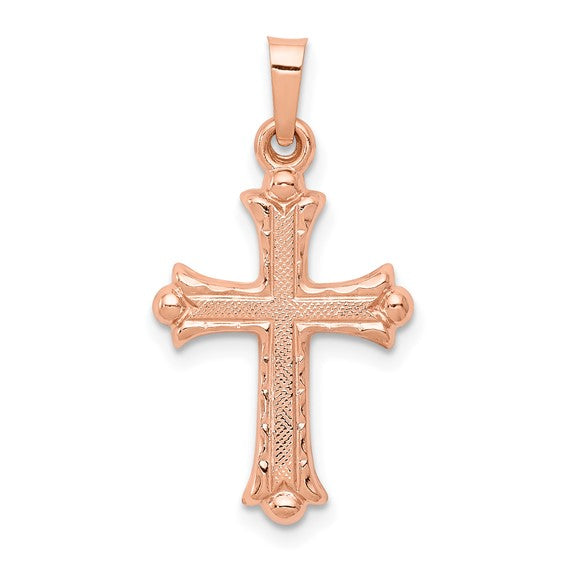 14K Rose Gold Flat Cross Pendant