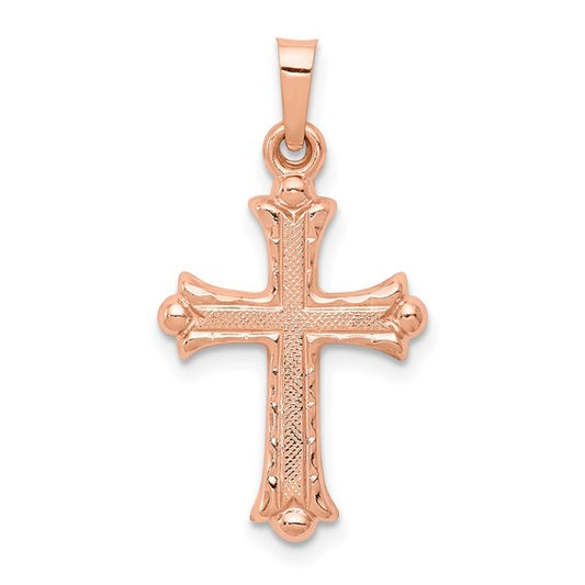 14K Rose Gold Flat Cross Pendant