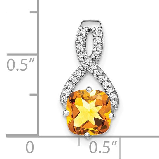 14K White Gold Cushion 2 Carat Natural Citrine Pendant