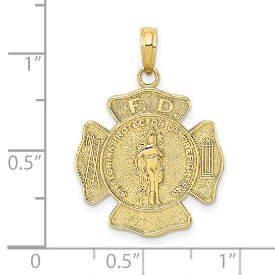 10K Yellow Gold St. Florian Firefighter Protection Shield Pendant