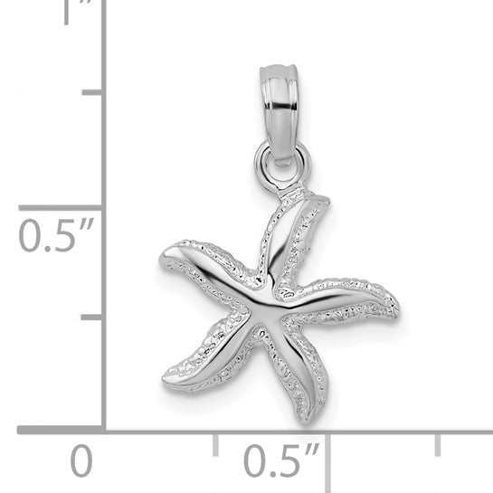 Sterling Silver Rhodium Plated Star Fish Pendant