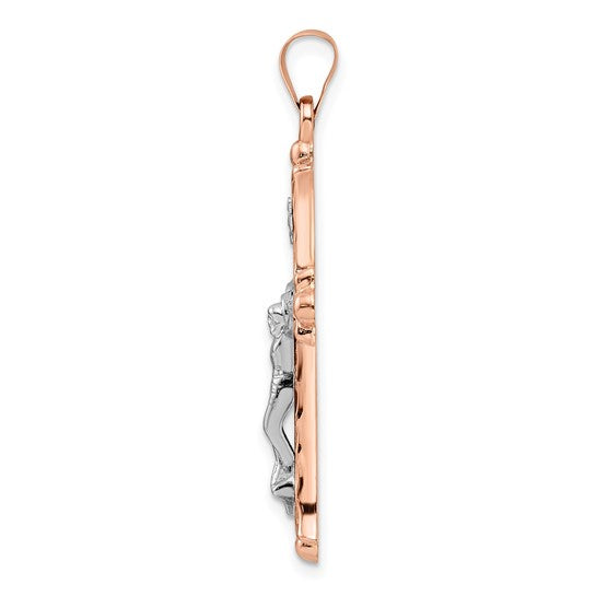 14K Tow Tone Rose Gold INRI Cross Pendant